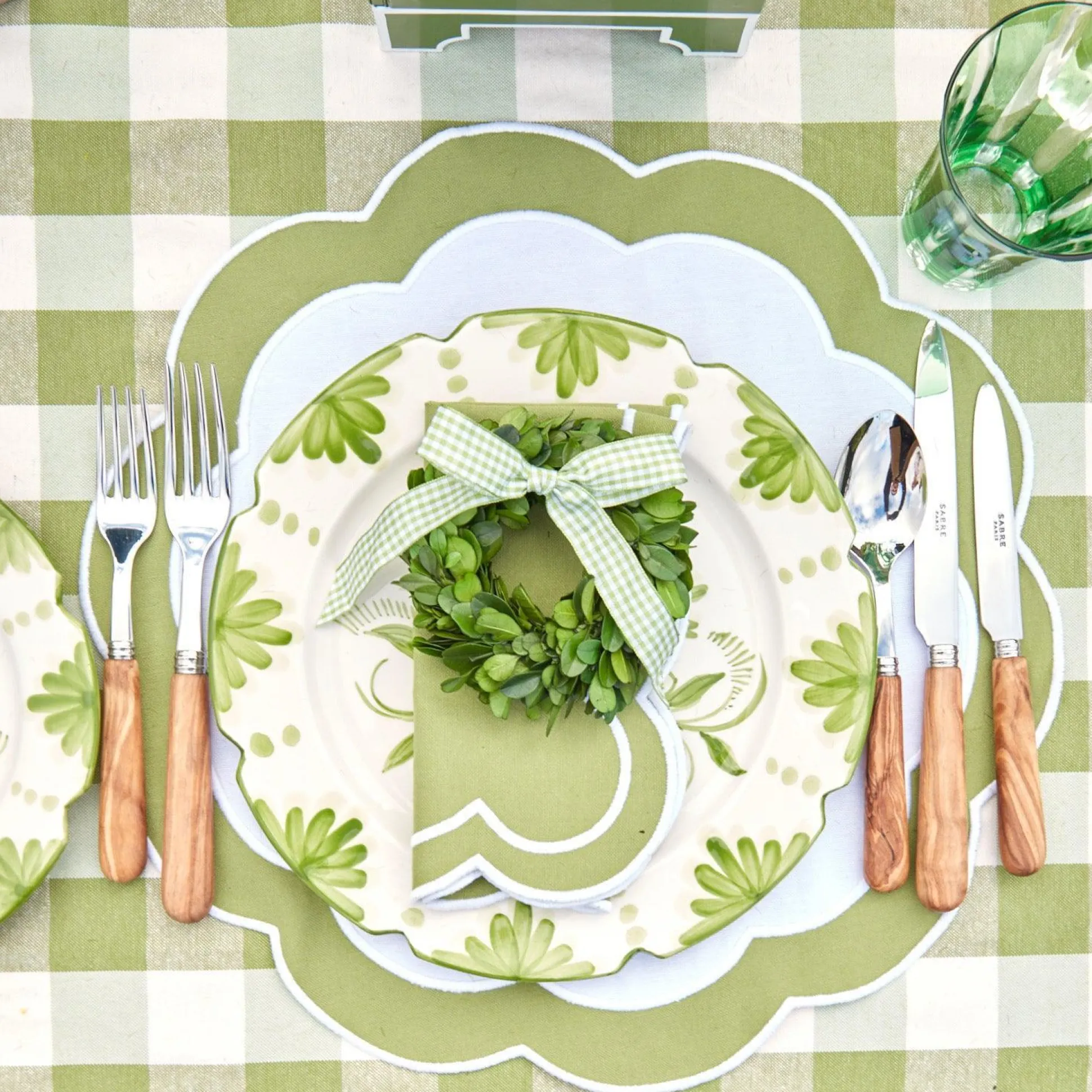 Green Applique Napkins (Set Of 4)