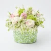 Green Floral Tole Scalloped Planter