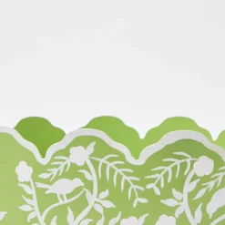Green Floral Tole Scalloped Planter