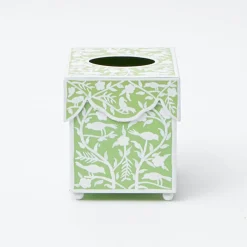 Green Floral Tole Tissue Box