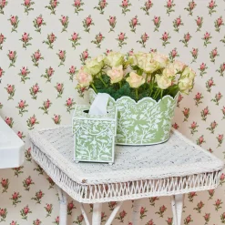 Green Floral Tole Tissue Box