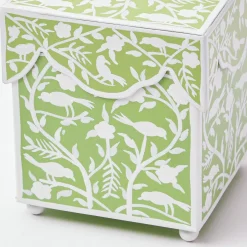 Green Floral Tole Tissue Box