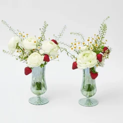 Green Fluted Vases (Pair)