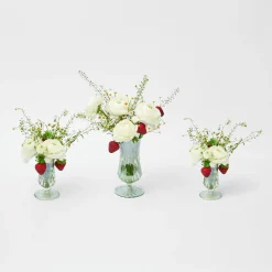 Green Fluted Vases (Pair)