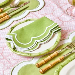 Green Geometric Bamboo Starter Plate (Set Of 4)