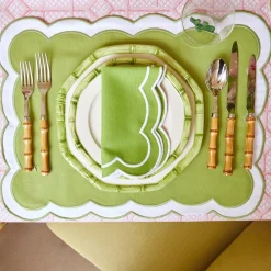 Green Geometric Bamboo Starter Plate (Set Of 4)