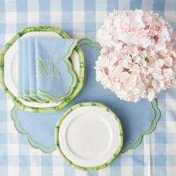 Green Geometric Bamboo Starter Plate (Set Of 4)