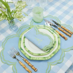 Green Geometric Bamboo Starter Plate