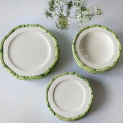 Green Geometric Bamboo Starter Plate (Set Of 4)