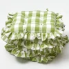 Green Gingham Ruffle Seat Pad Cushions (Set Of 4)