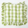 Green Gingham Ruffle Seat Pad Cushion