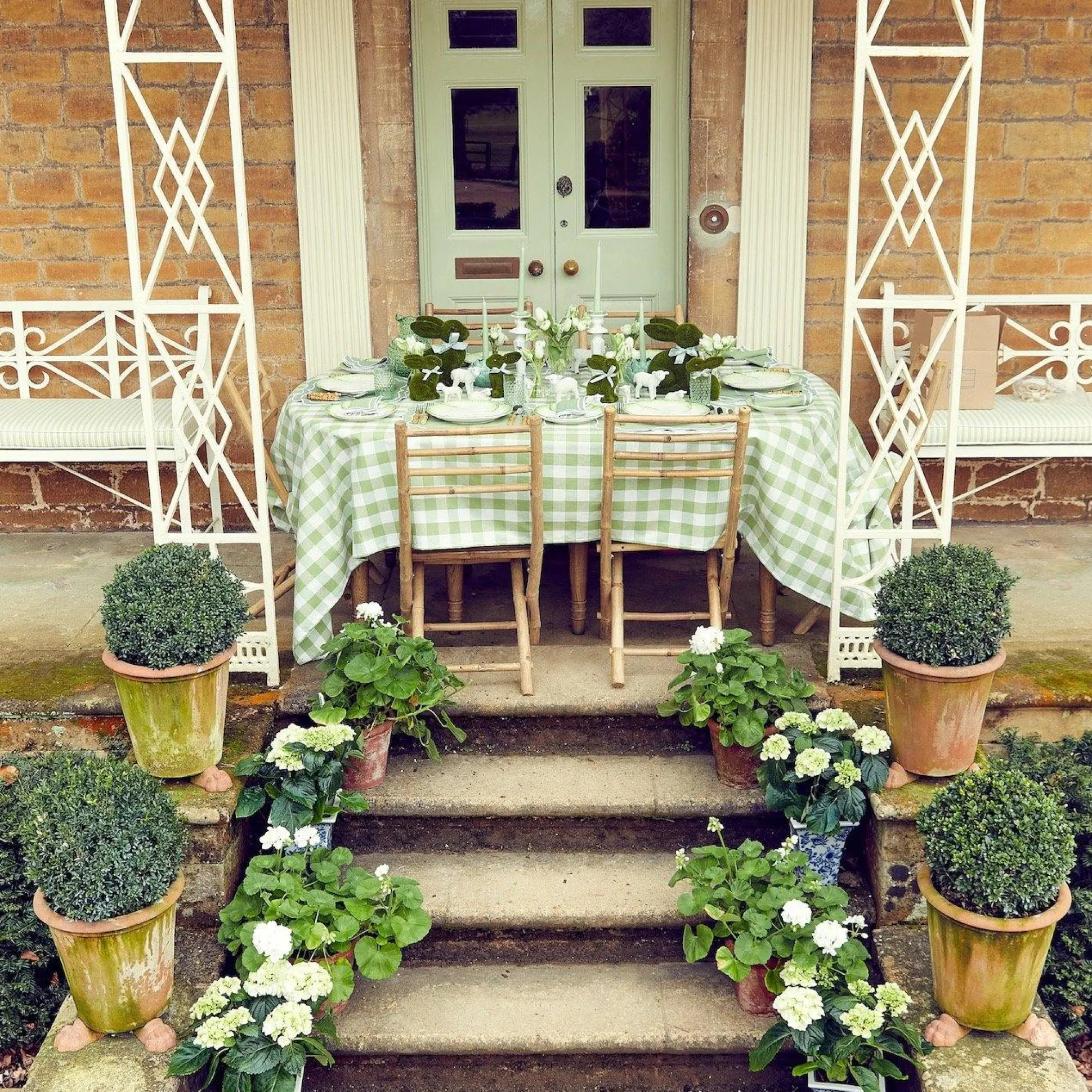 Green Gingham Tablecloth
