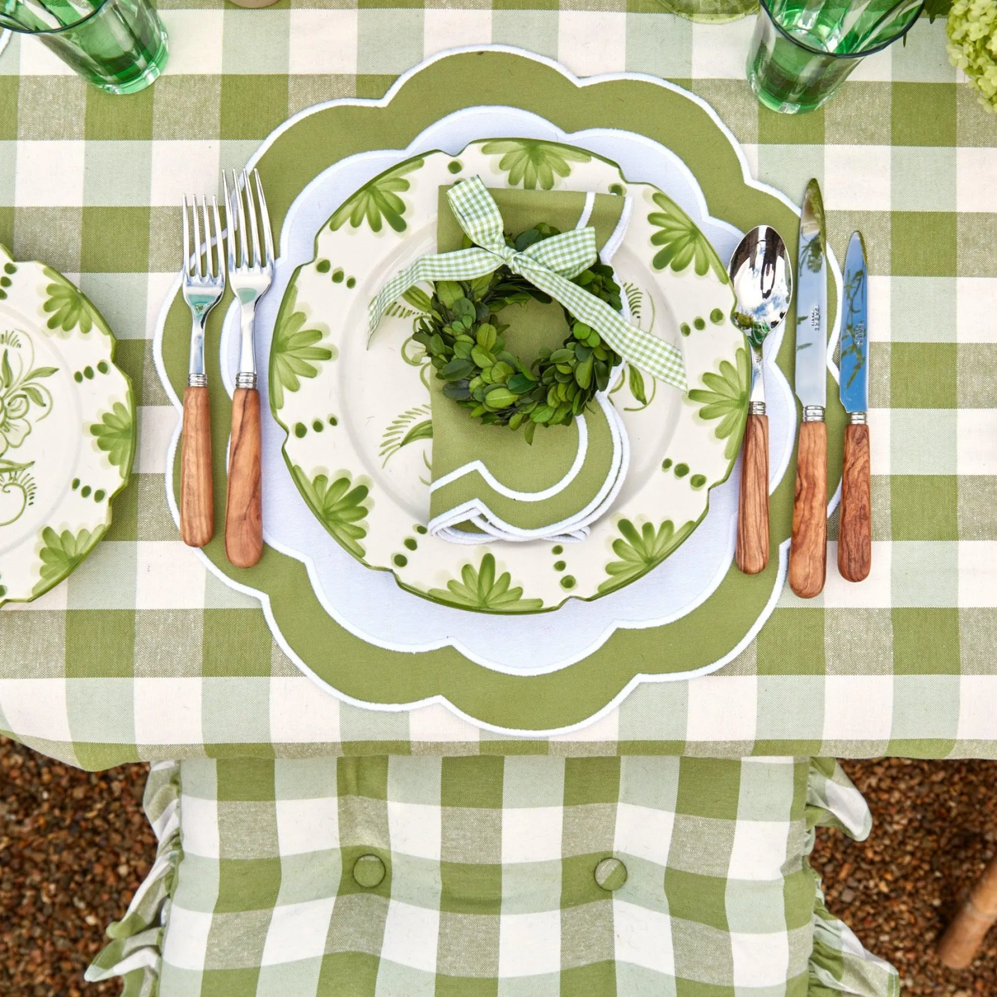 Green Gingham Tablecloth