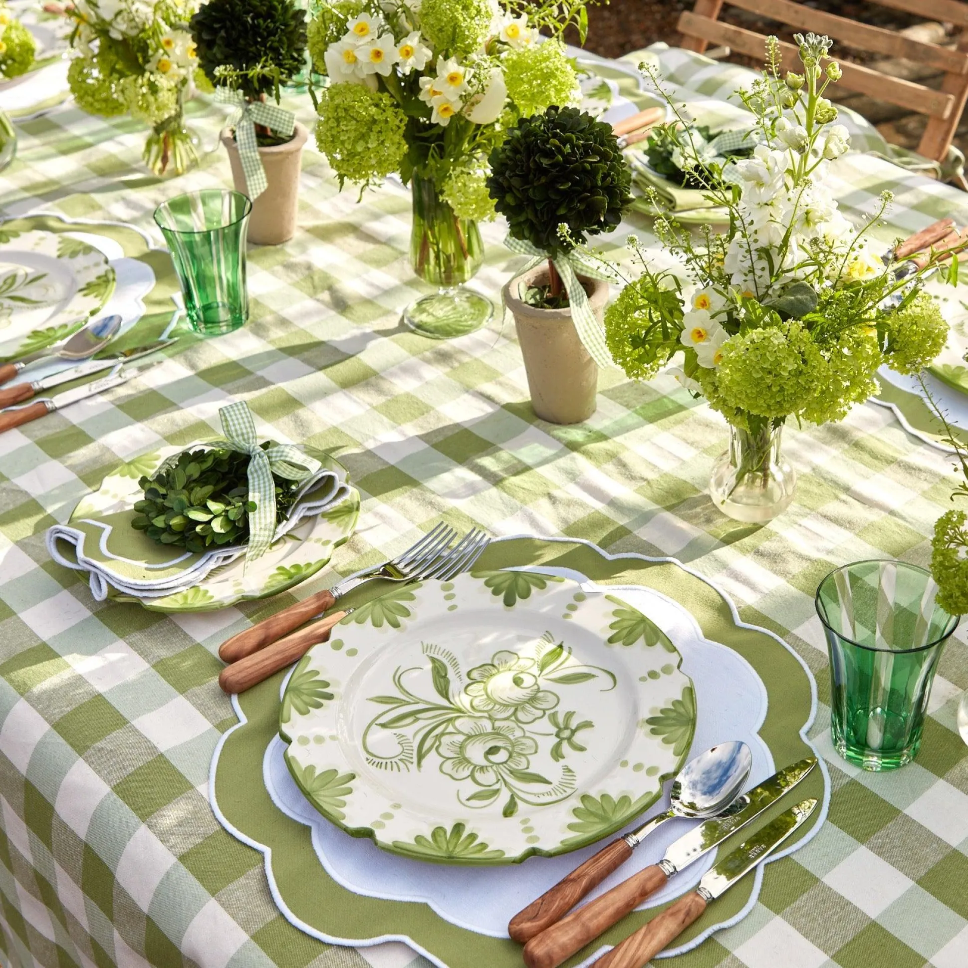 Green Gingham Tablecloth