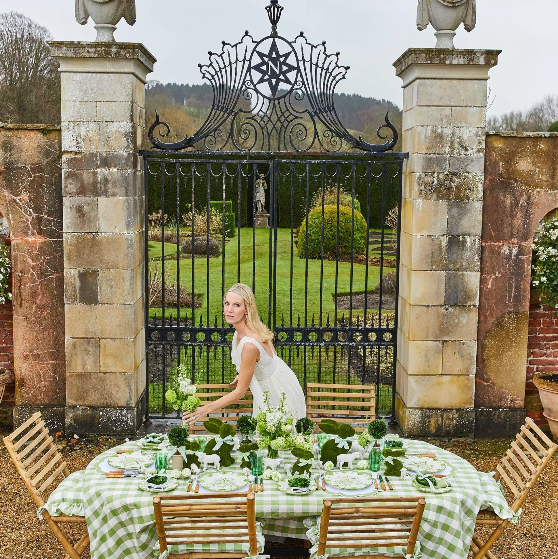 Green Gingham Tablecloth
