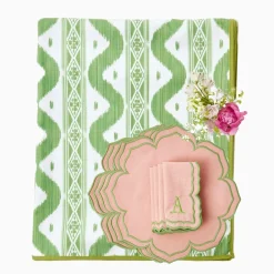 Green Ikat & Pink Fleur Linen Set