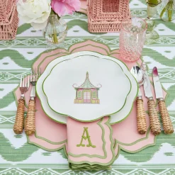 Green Ikat & Pink Fleur Linen Set