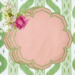 Green Ikat & Pink Fleur Linen Set