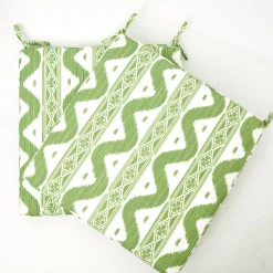 Green Ikat Seat Pad Cushion