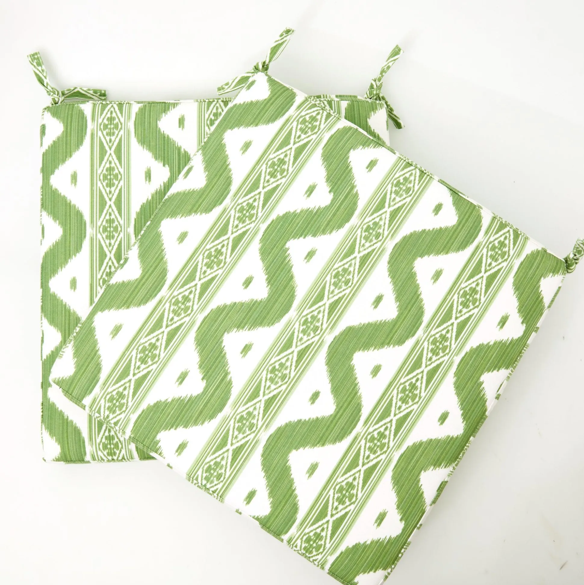 Green Ikat Seat Pad Cushion