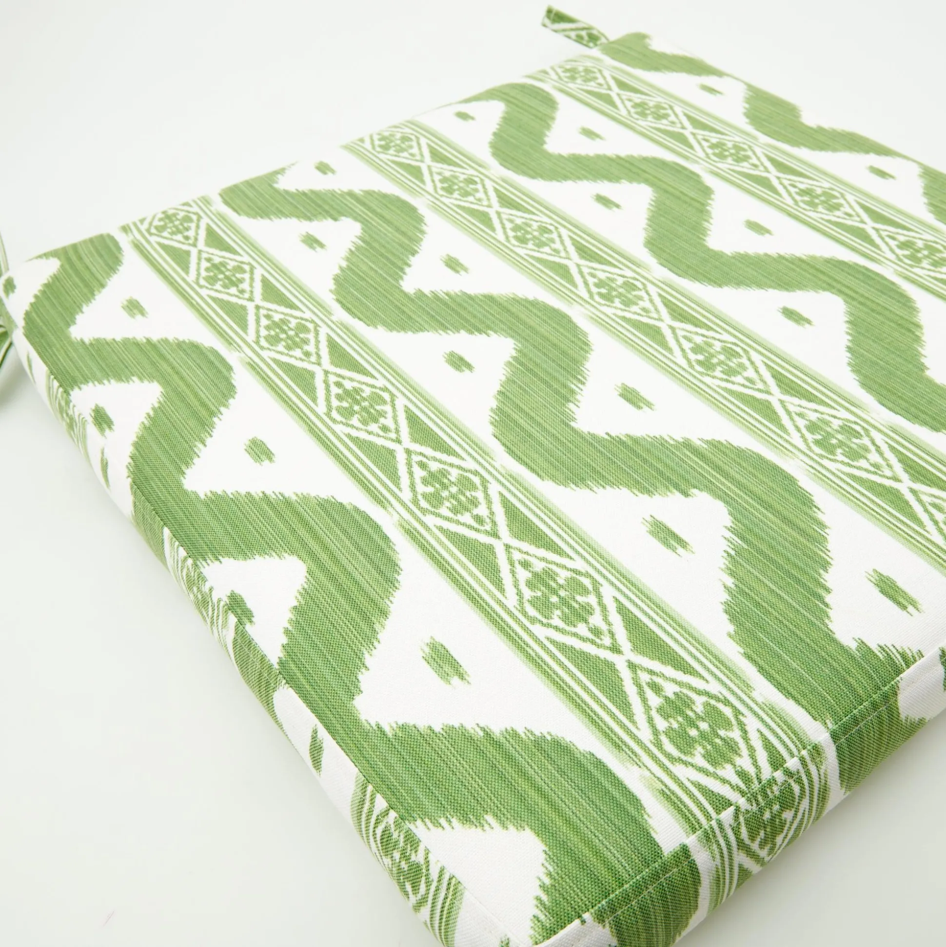 Green Ikat Seat Pad Cushion