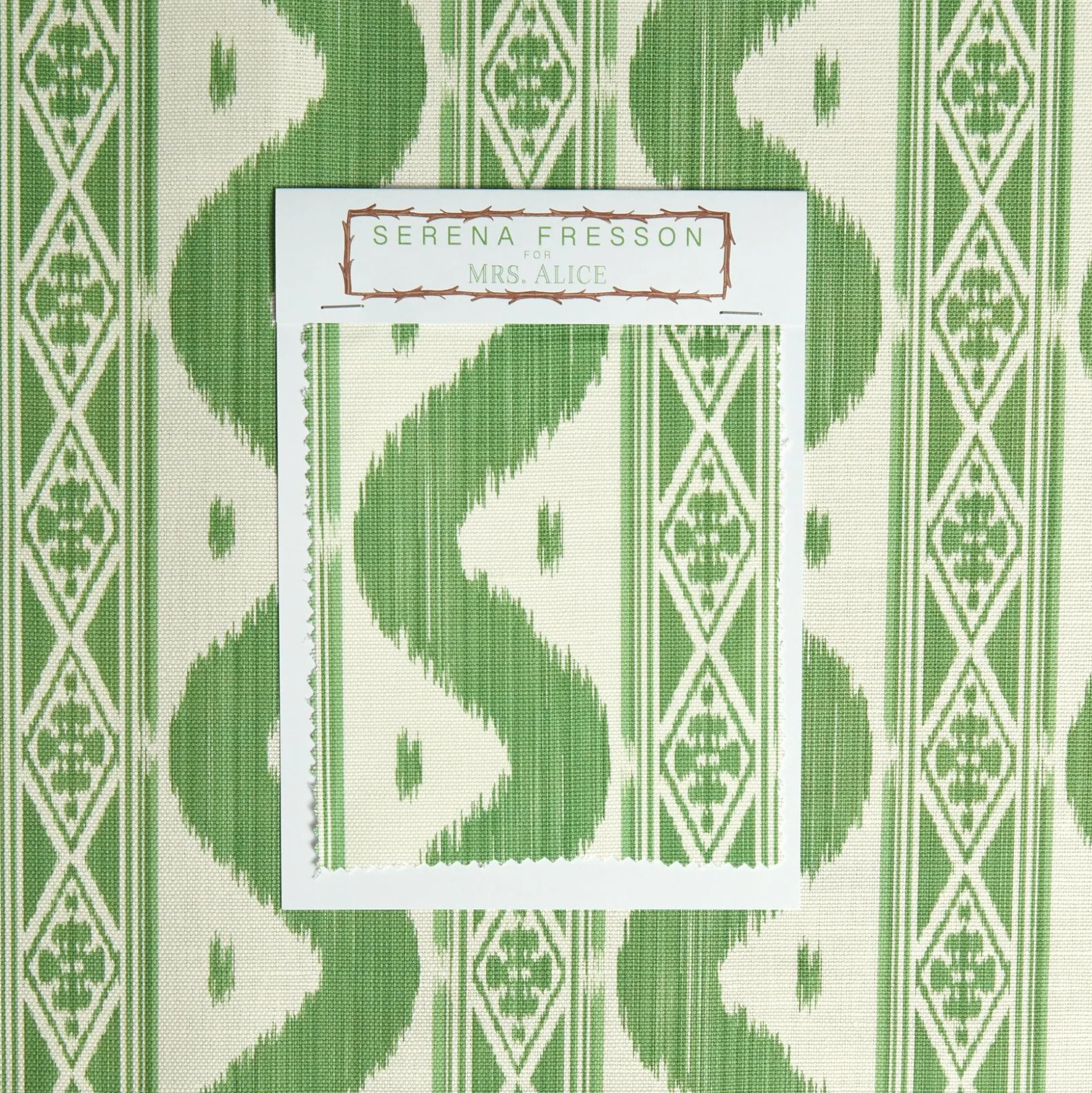 Green Ikat Stripe Fabric