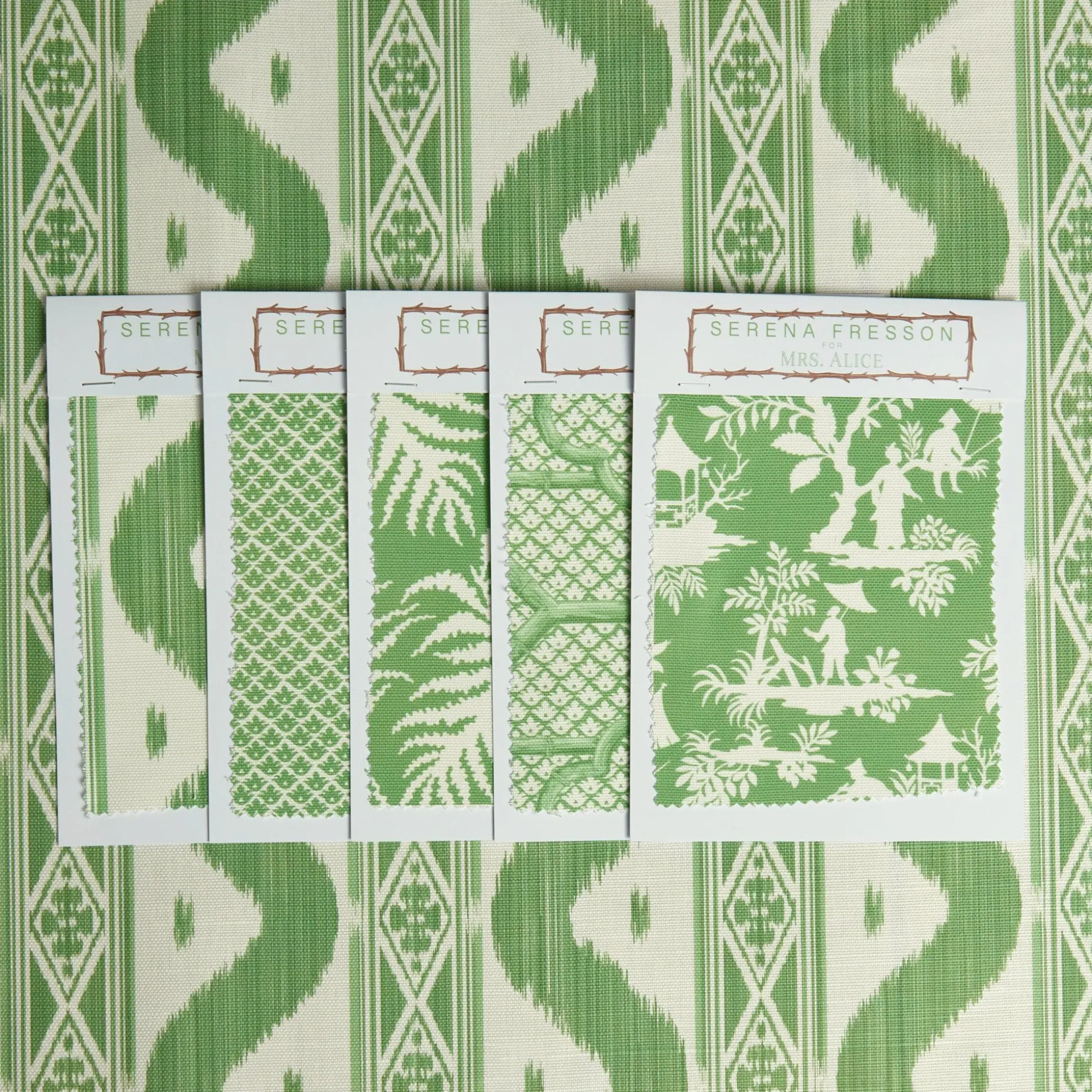 Green Ikat Stripe Fabric