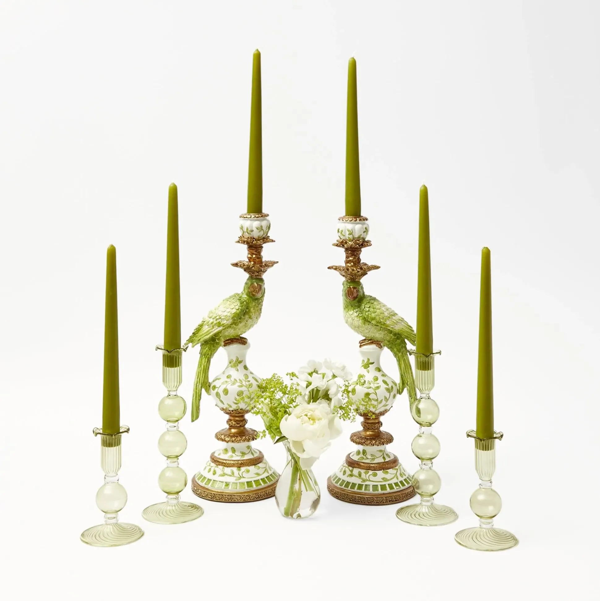 Green Parrot Candlescape