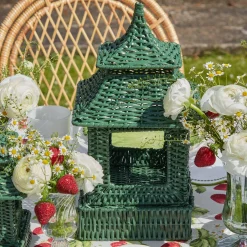Green Rattan Pagoda Lantern