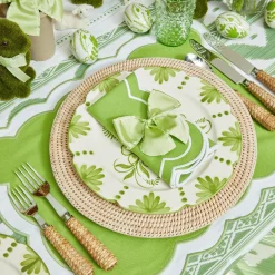 Green Saddle Stitch Napkin Bows (Set Of 4)