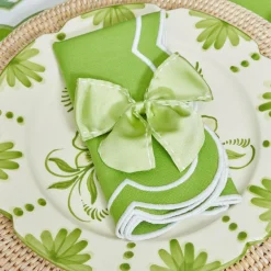 Green Saddle Stitch Napkin Bows (Set Of 4)