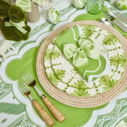 Green Saddle Stitch Napkin Bows (Set Of 4)