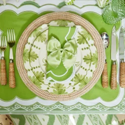 Green Saddle Stitch Napkin Bows (Set Of 4)