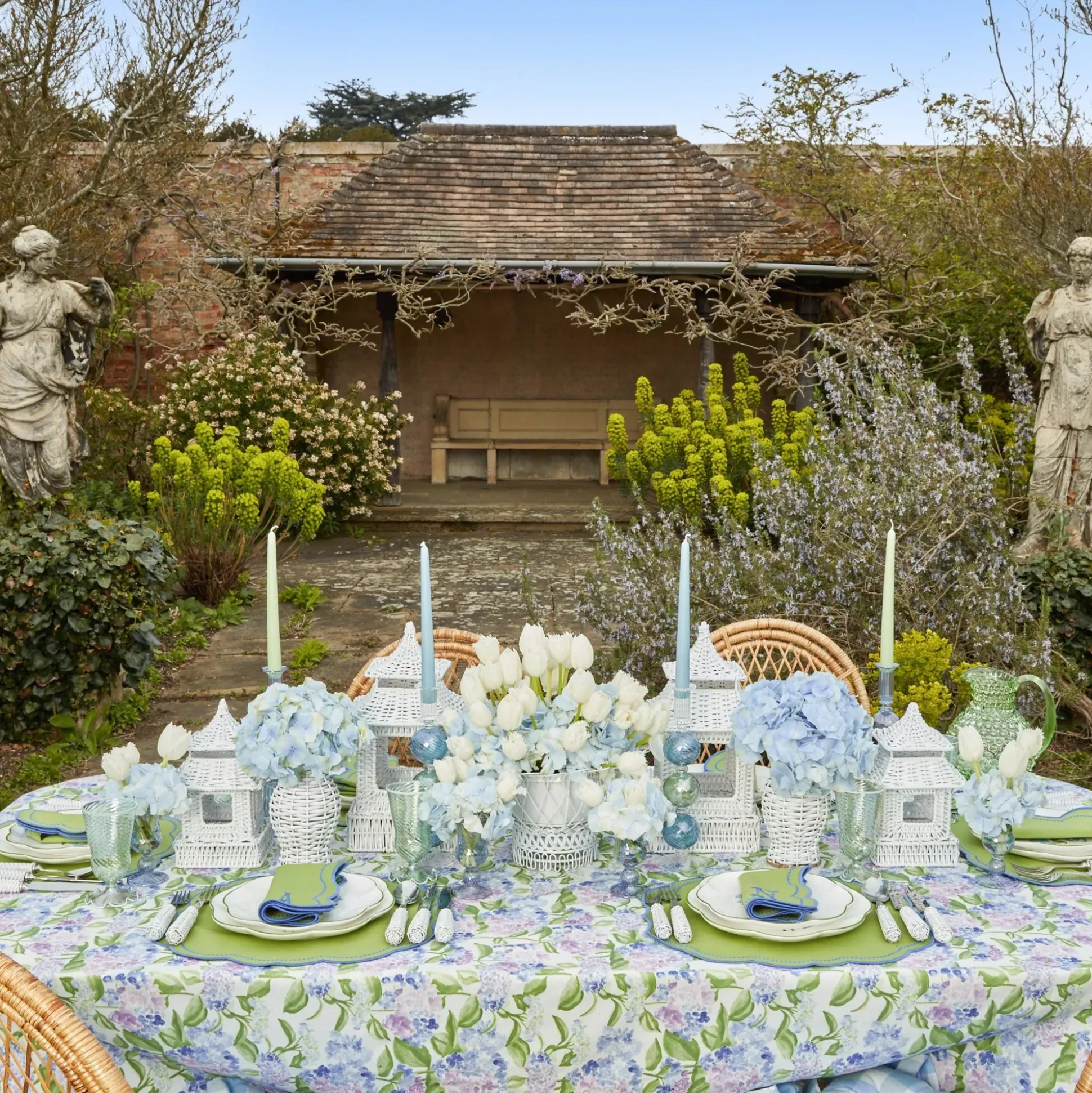 Green White Rim Frilled Glasses (Set Of 4)