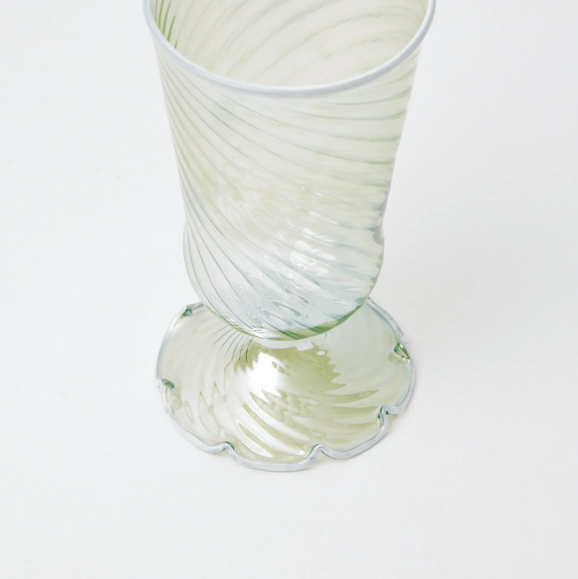 Green White Rim Frilled Glasses (Set Of 4)