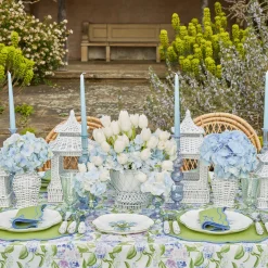 Green White Rim Frilled Glasses (Set Of 4)