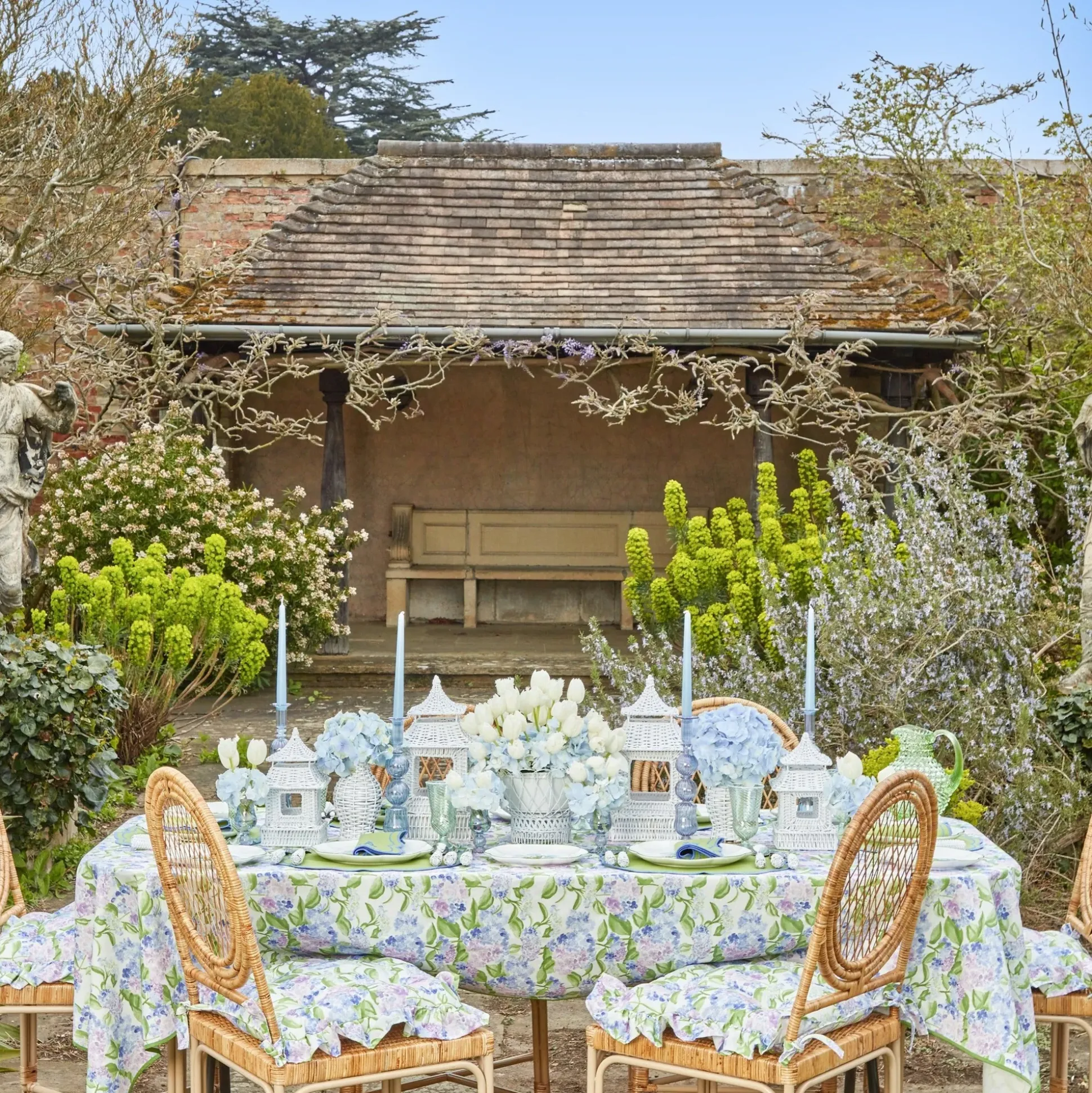 Green White Rim Frilled Glasses (Set Of 4)