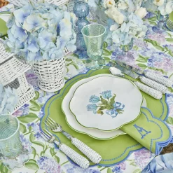 Green White Rim Frilled Glasses (Set Of 4)