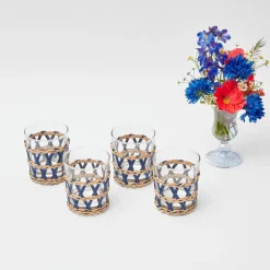 Ink Raffia Water Glasses (Set Of 4)