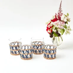 Ink Raffia Water Glasses (Set Of 4)