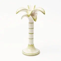 Large White Palm Candle Holder