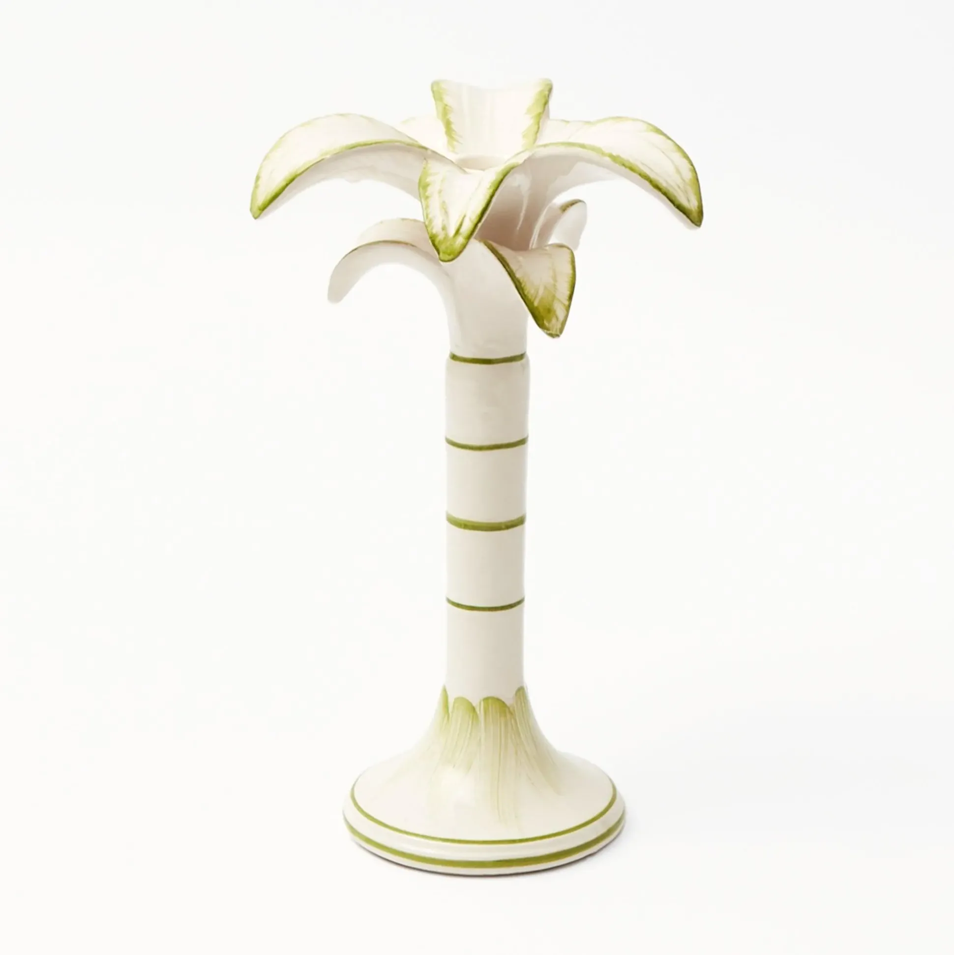 Large White Palm Candle Holder