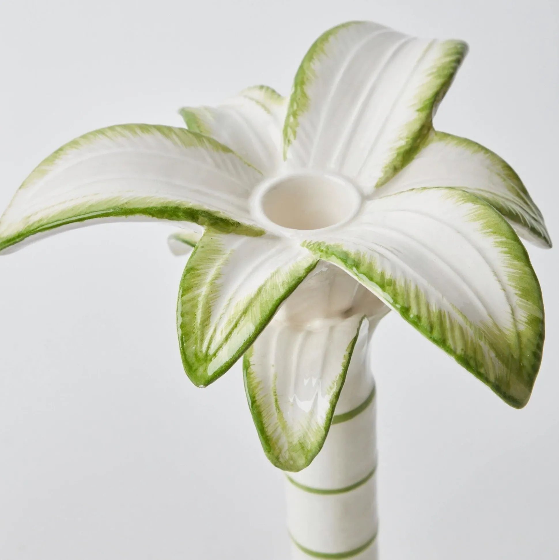 Large White Palm Candle Holder