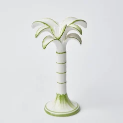 Large White Palm Candle Holder
