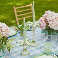 Large White Palm Candle Holder