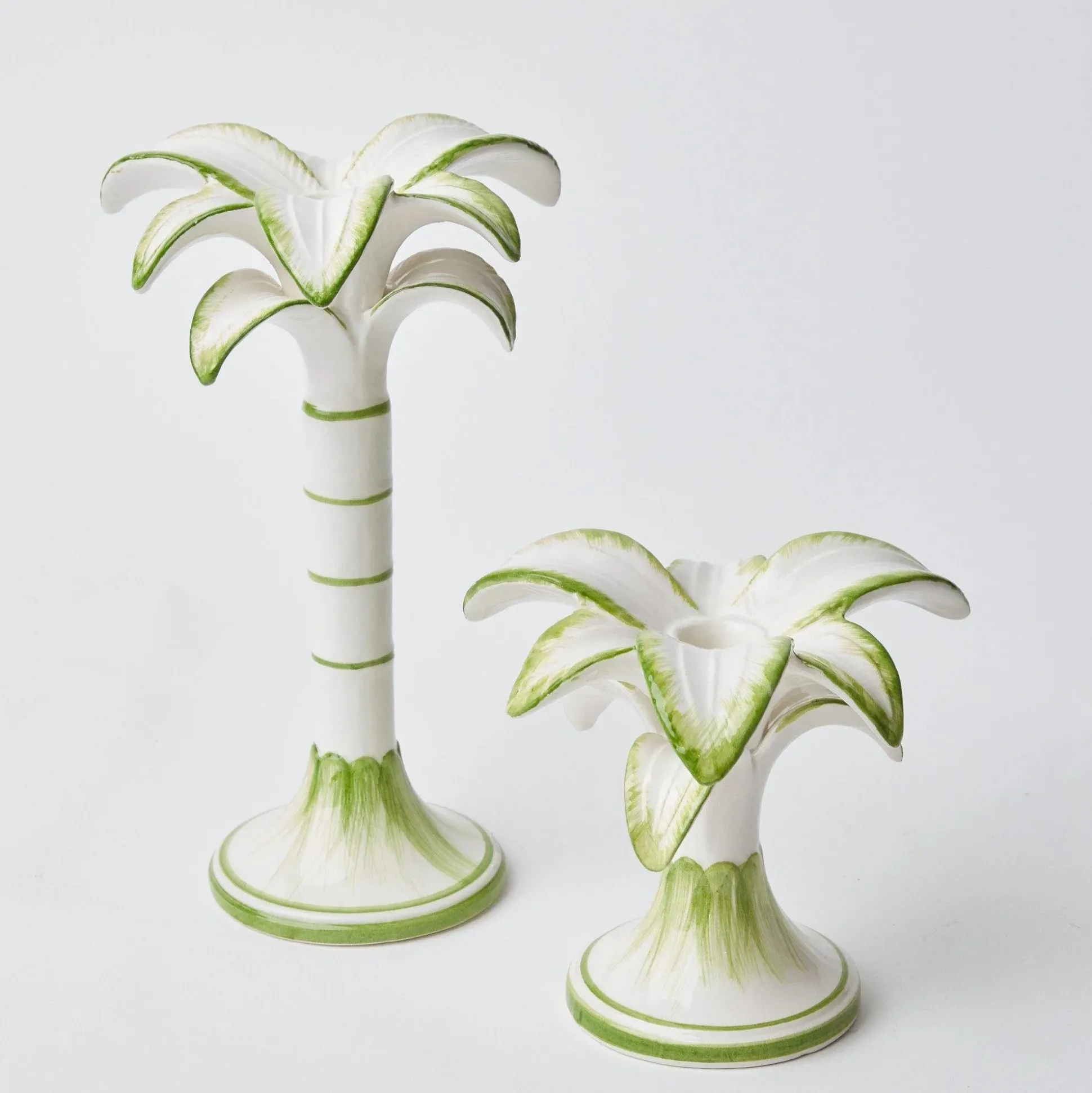 Large White Palm Candle Holder
