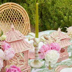 Large White Palm Candle Holder