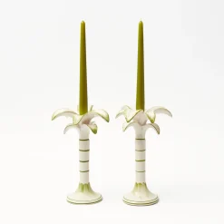 Large White Palm Candle Holder