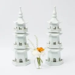 Large White Porcelain Pagodas (Pair)