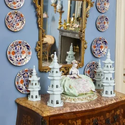 Large White Porcelain Pagodas (Pair)